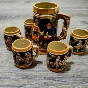 Vintage German Ceramic Beer Stein and Mug